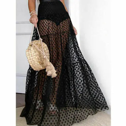 Tulle Polka Dot Transparent Maxi Skirt Wedding Party Skirt