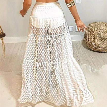 Tulle Polka Dot Transparent Maxi Skirt Wedding Party Skirt