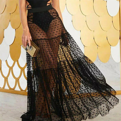 Tulle Polka Dot Transparent Maxi Skirt Wedding Party Skirt