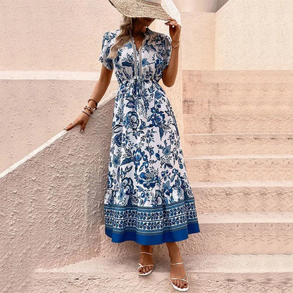 Vacation Style Floral Print Dress