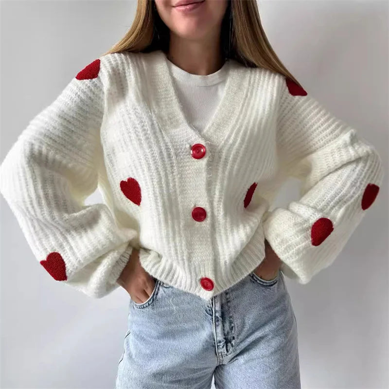 3D Heart Patchwork Valentine’s Day Cardigan