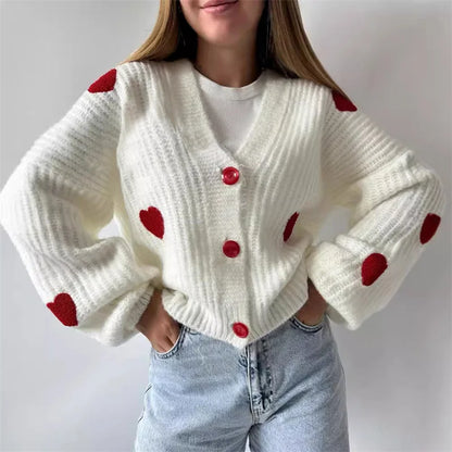 3D Heart Patchwork Valentine’s Day Cardigan