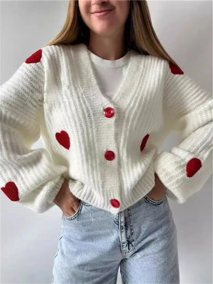 3D Heart Patchwork Valentine’s Day Cardigan