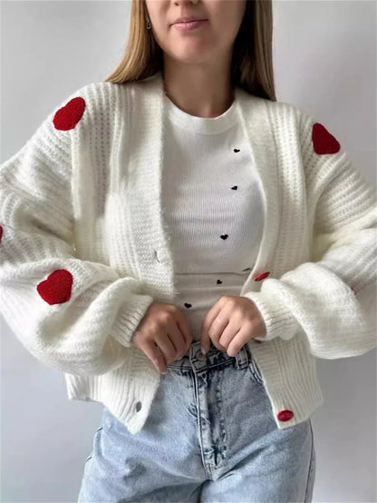 3D Heart Patchwork Valentine’s Day Cardigan