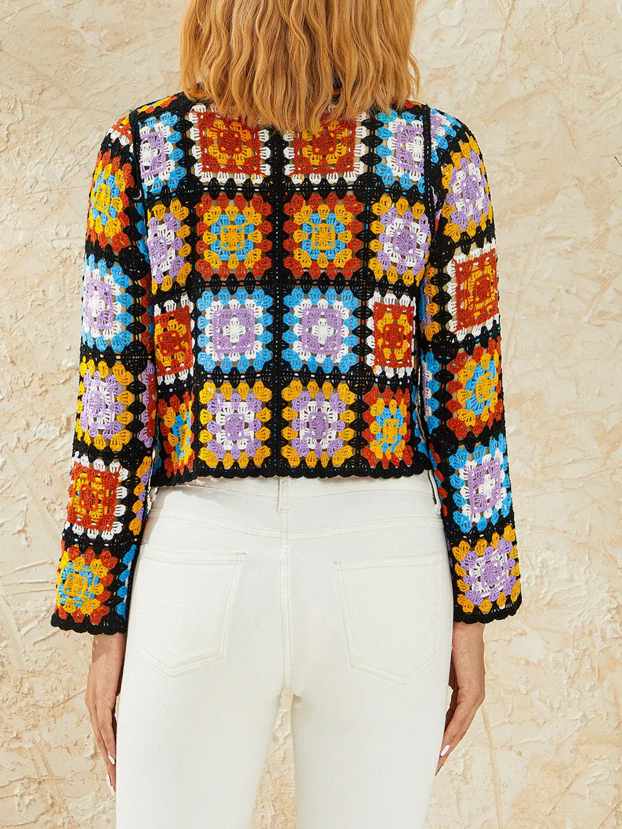 Floral Hollow Out V-Neck Crochet Cardigan