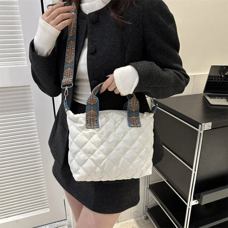 Wide Shoulder Belt Large Capacity Cotton Shopping Handbag