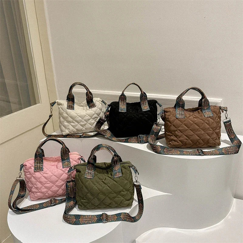 Wide Shoulder Belt Large Capacity Cotton Shopping Handbag