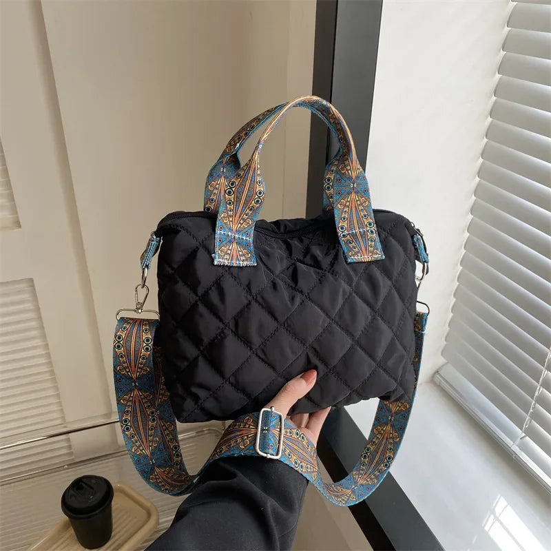 Wide Shoulder Belt Large Capacity Cotton Shopping Handbag