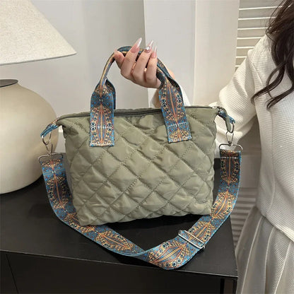 Wide Shoulder Belt Large Capacity Cotton Shopping Handbag
