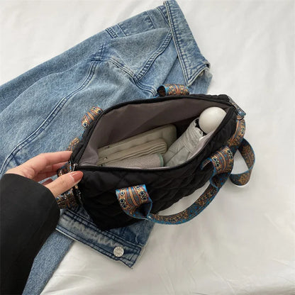 Wide Shoulder Belt Large Capacity Cotton Shopping Handbag