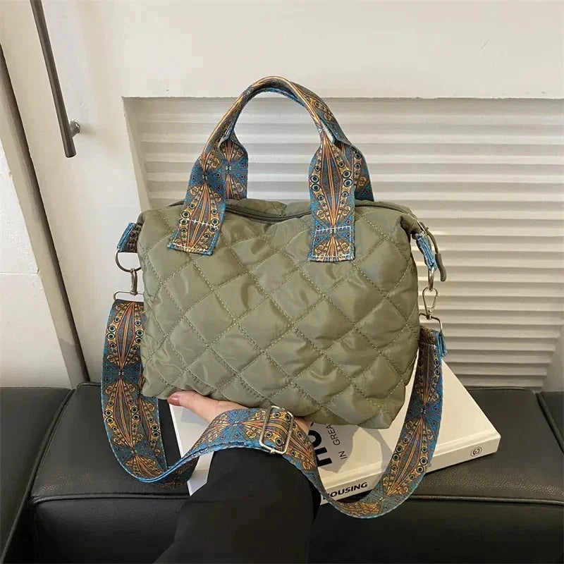 Wide Shoulder Belt Large Capacity Cotton Shopping Handbag