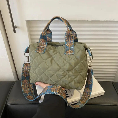 Wide Shoulder Belt Large Capacity Cotton Shopping Handbag