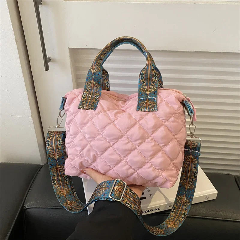 Wide Shoulder Belt Large Capacity Cotton Shopping Handbag