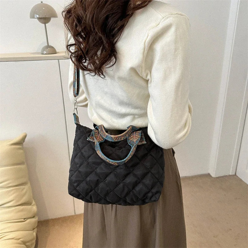 Wide Shoulder Belt Large Capacity Cotton Shopping Handbag