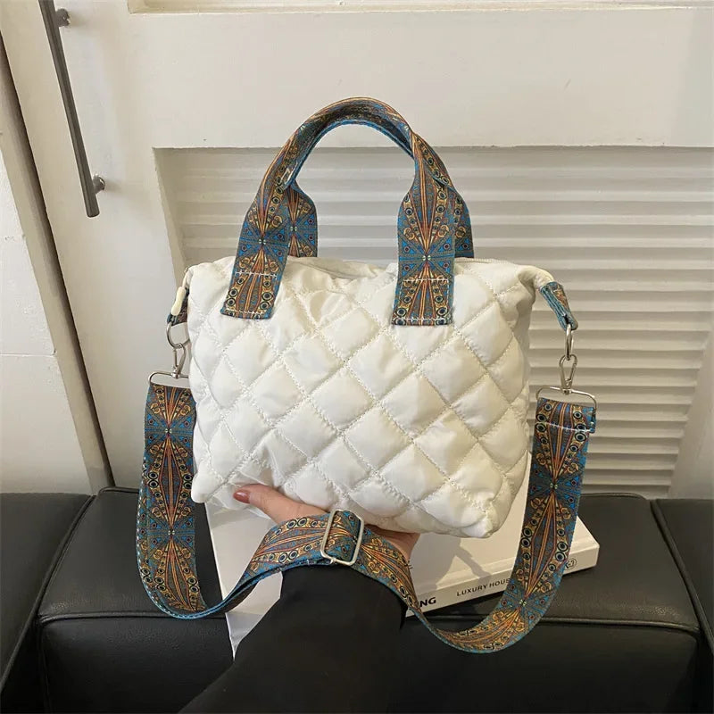 Wide Shoulder Belt Large Capacity Cotton Shopping Handbag
