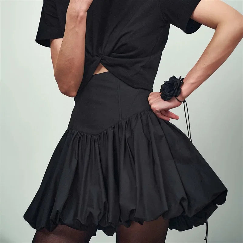 Elegant Solid Bud Mini Skirt