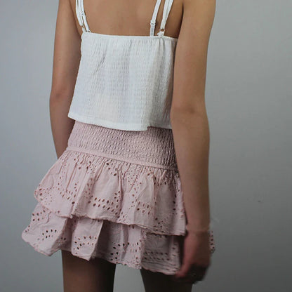 Smocked Boho Beach Ruffle Skirt
