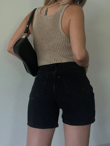 Crochet V-Neck Solid Crop Top