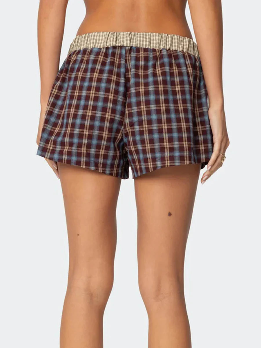 Plaid Boxer Elastic Waist Short
