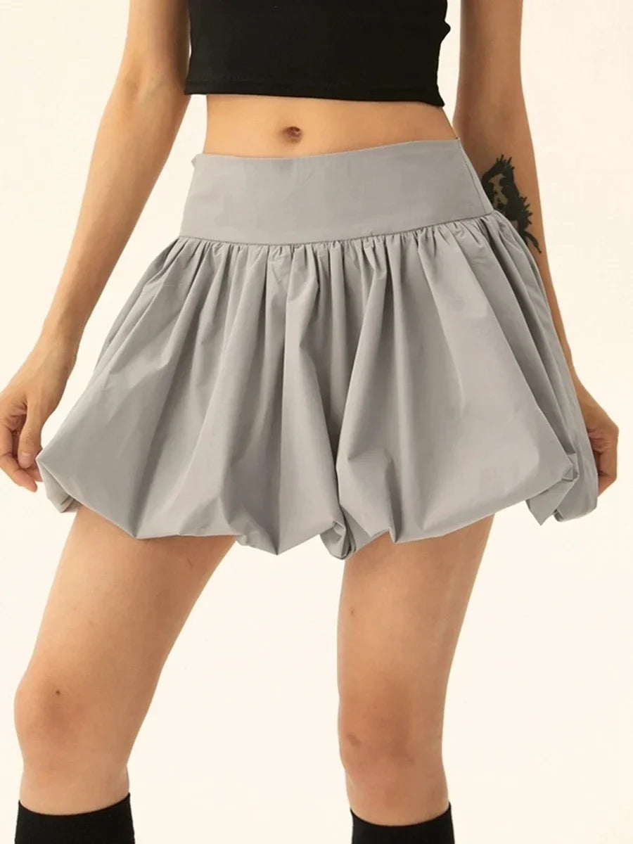Bubble Ruffle Hem Pleated Skirt