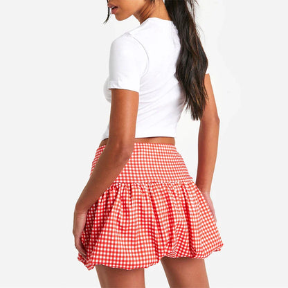 Gingham Bubble Plaid Style Skirt