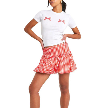 Gingham Bubble Plaid Style Skirt