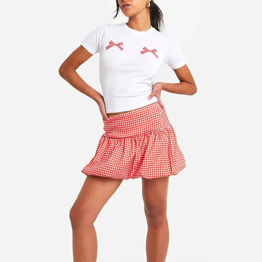 Gingham Bubble Plaid Style Skirt