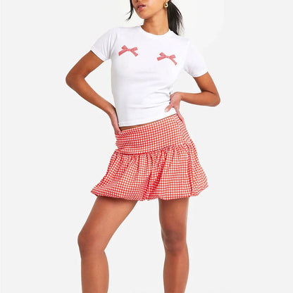 Gingham Bubble Plaid Style Skirt