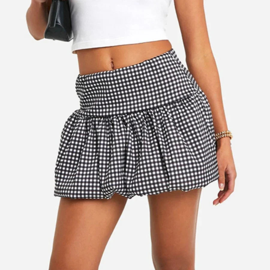 Gingham Bubble Plaid Style Skirt