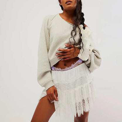 Floral Lace Tiered Slip Skirt