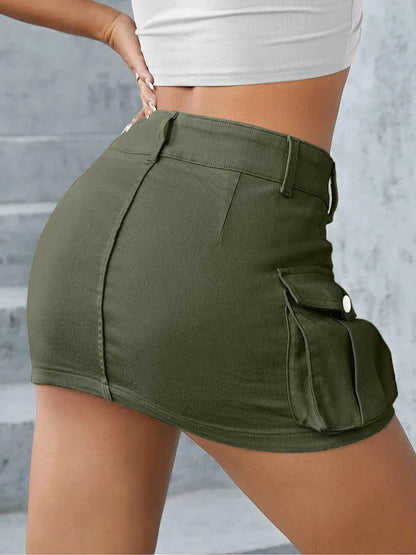 Cargo Pocket Low Waist Skirt