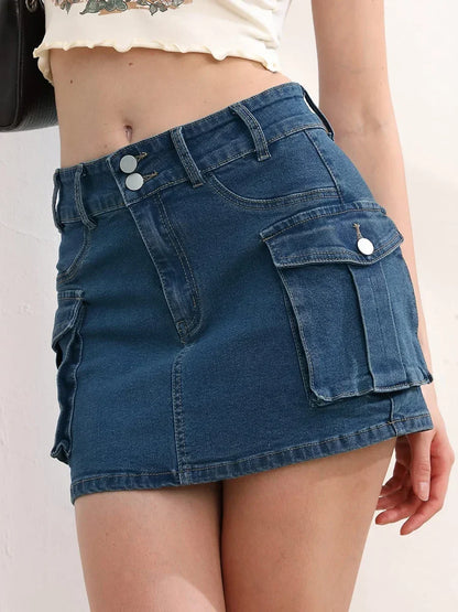 Cargo Pocket Low Waist Skirt