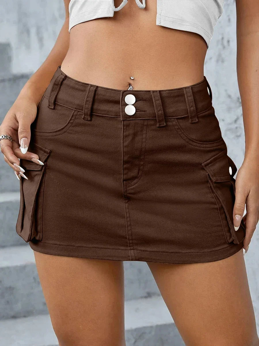 Cargo Pocket Low Waist Skirt
