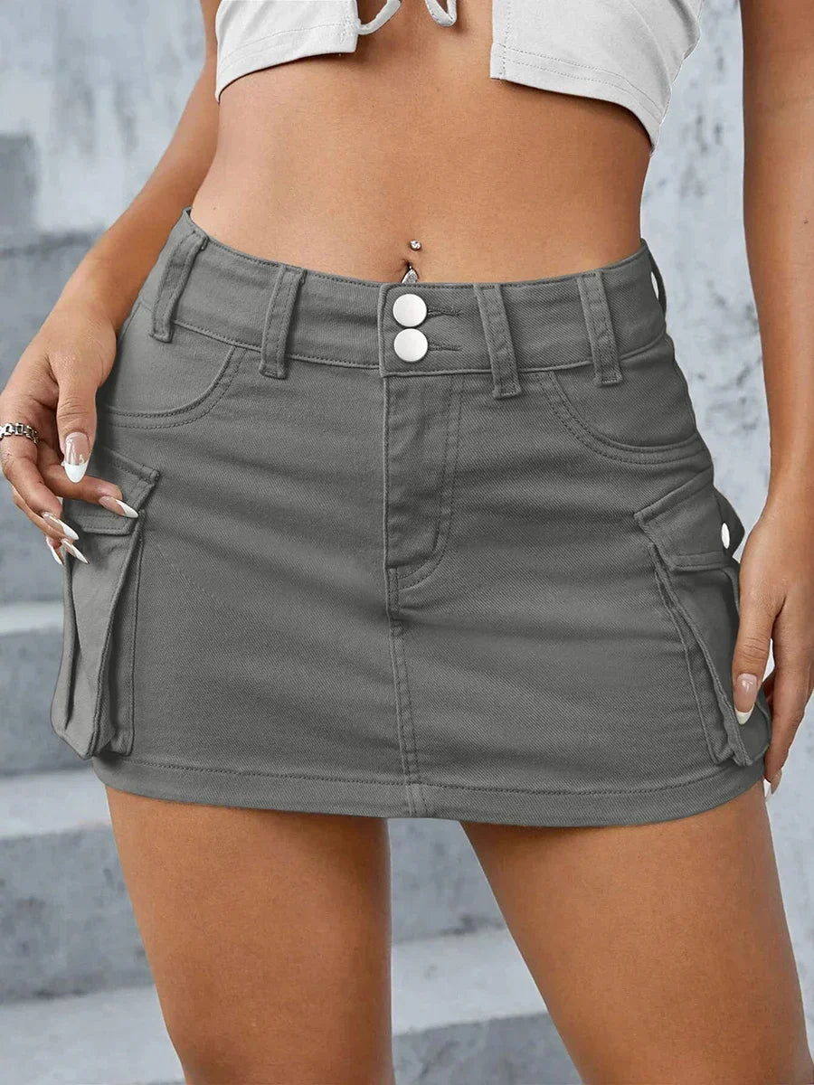 Cargo Pocket Low Waist Skirt