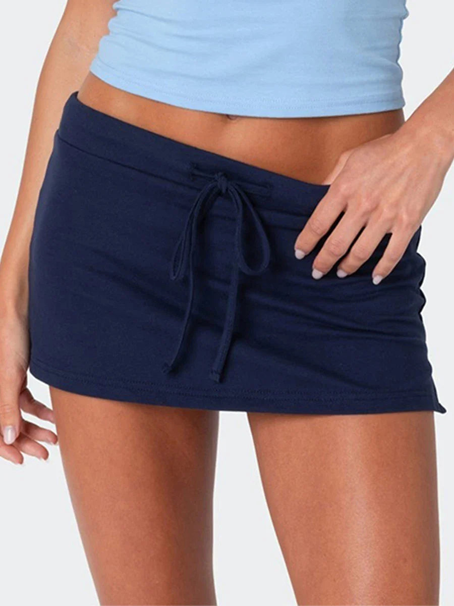 Tie Waist Side Slit Pencil Skirt