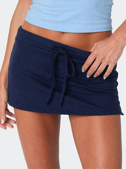 Tie Waist Side Slit Pencil Skirt