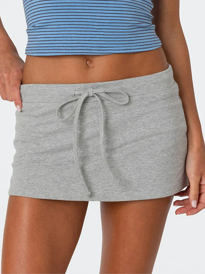 Tie Waist Side Slit Pencil Skirt