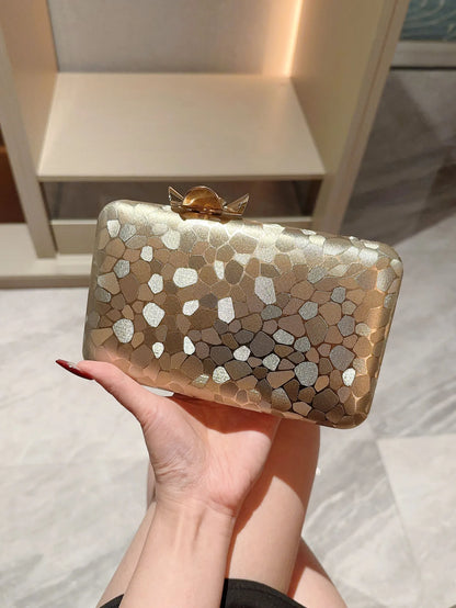 Metal Shell Evening Clutch Wristlet