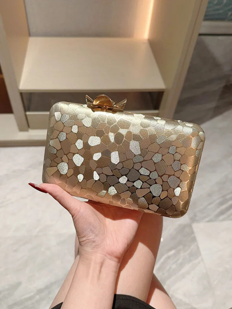 Metal Shell Evening Clutch Wristlet