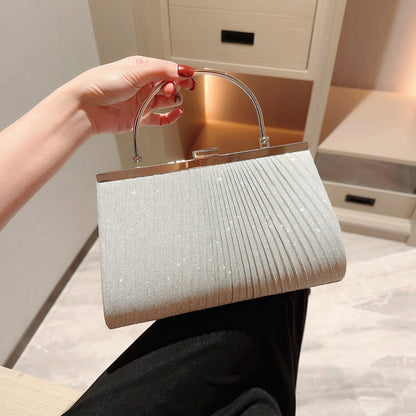 Classic Pleated Sparkling Evening Handbag