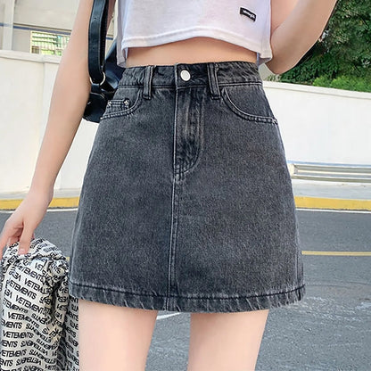 Solid Color Bodycon Jeans Skirt