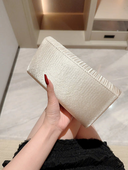 Satin Pleated Rhinestone Wedding Evening Clutch Bag