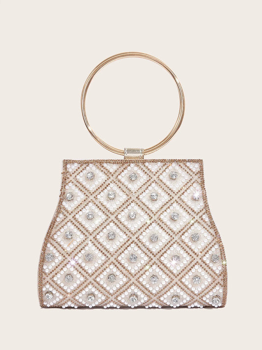 PU Rhinestone Clutch Bag for Women Party Wedding Fashion