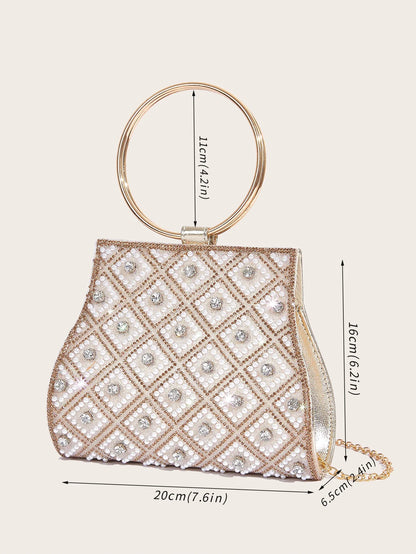 PU Rhinestone Clutch Bag for Women Party Wedding Fashion