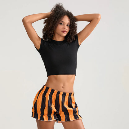 HalLoween Stripe Elastic Waist Short