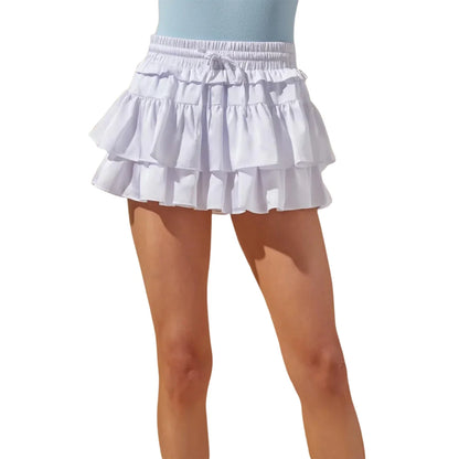 Drawstring Layered Ruffles Skirt