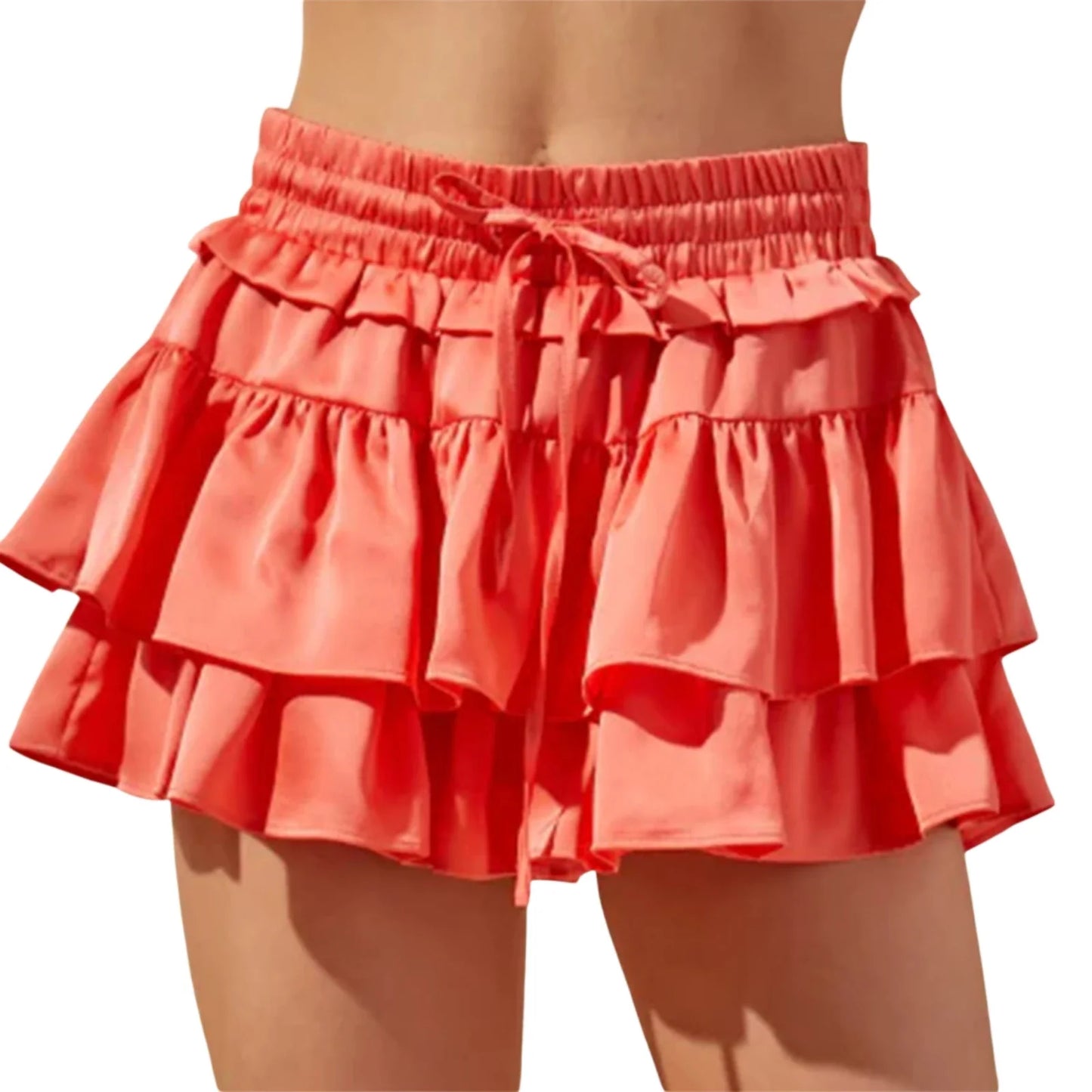 Drawstring Layered Ruffles Skirt