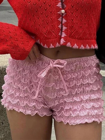 Layered Lace Bow Bloomer Short