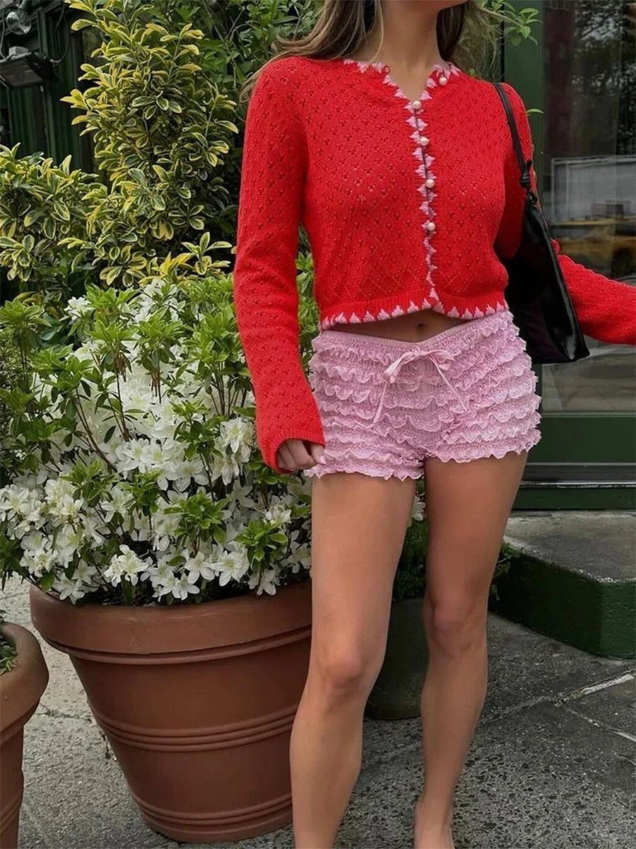 Layered Lace Bow Bloomer Short