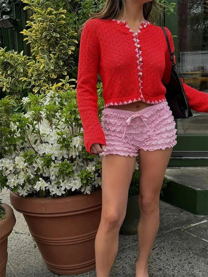 Layered Lace Bow Bloomer Short